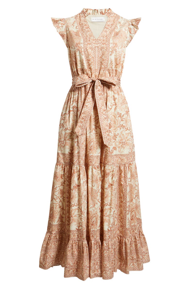 Elie Tahari The Eden Print Tie Waist Maxi Dress, Main, color,