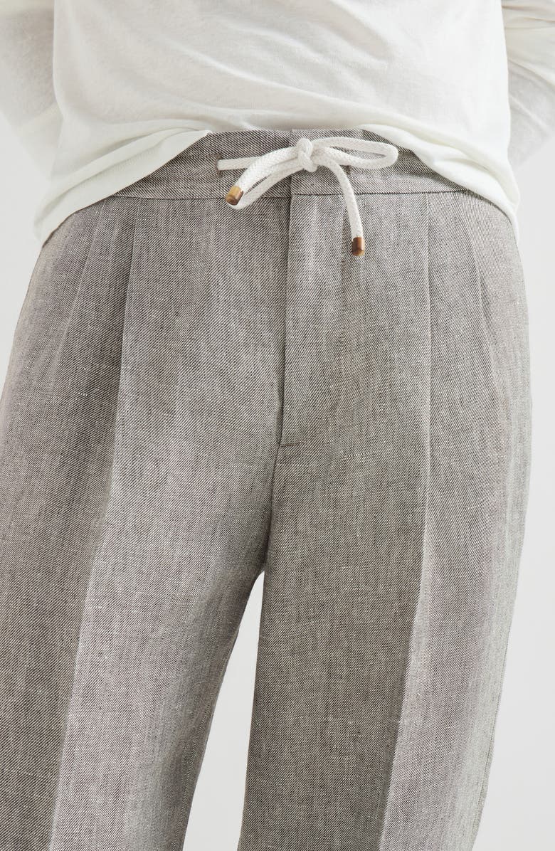 Brunello Cucinelli Hemp and linen trousers, Alternate, color, Light Grey