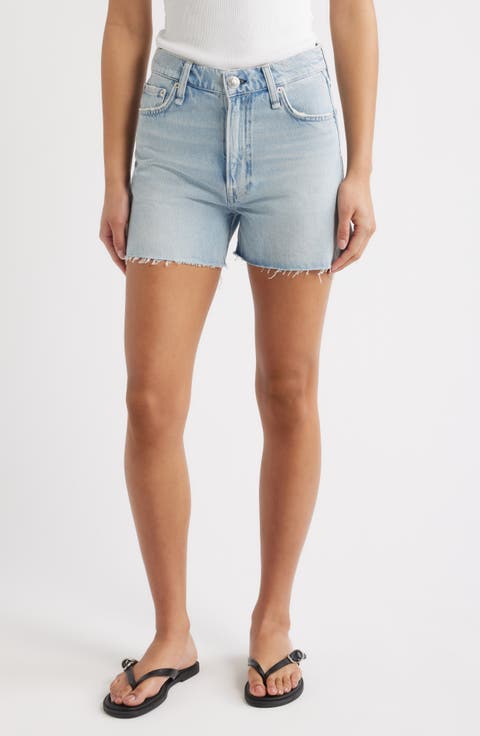 High Waist Cutoff Denim Shorts (Azalea)