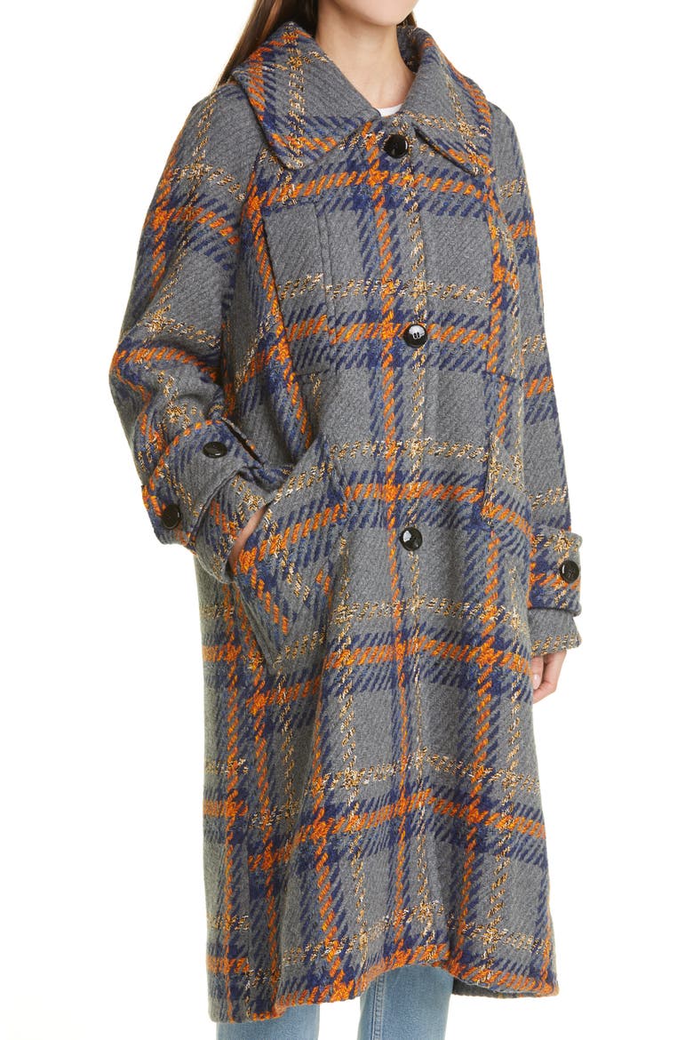 Rodbejer Lonore Plaid Wool Blend Coat, Alternate, color, 9004 DARK GREY