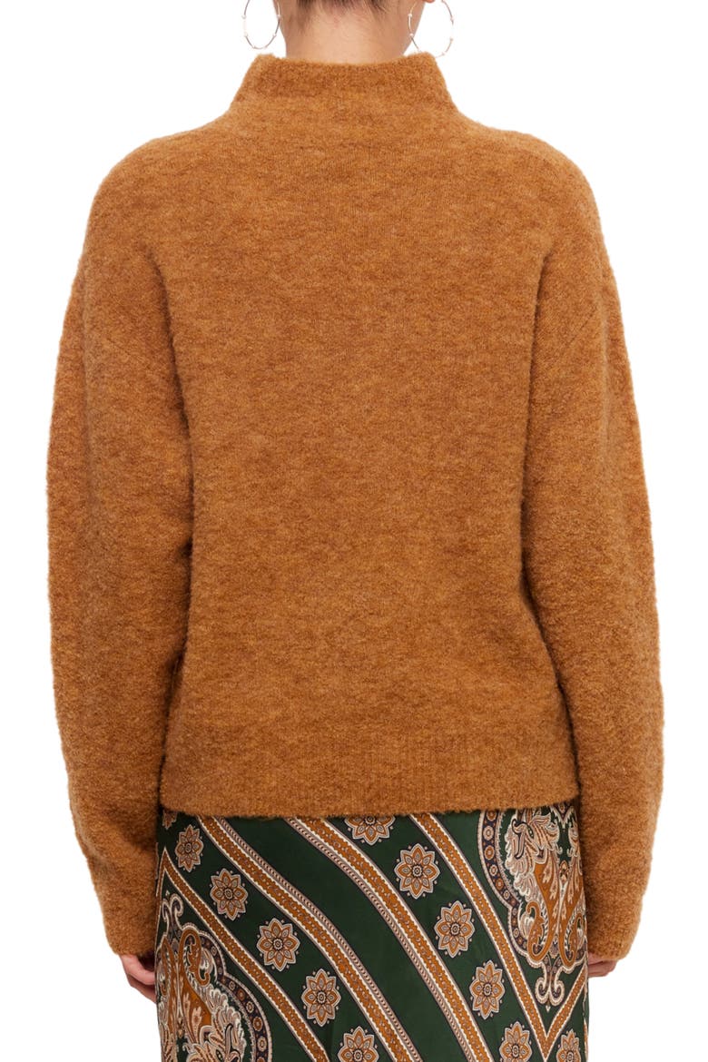 Mock Neck Boucle Sweater, Alternate, color, CAMEL