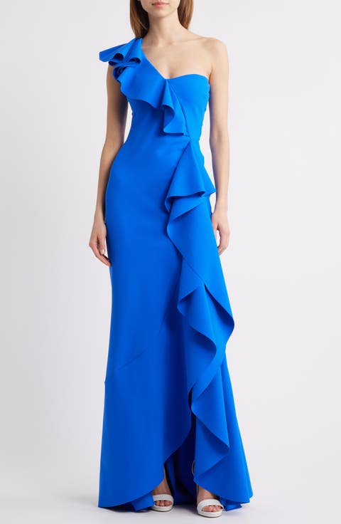 Kafu Ruffle One-Shoulder Mermaid Gown