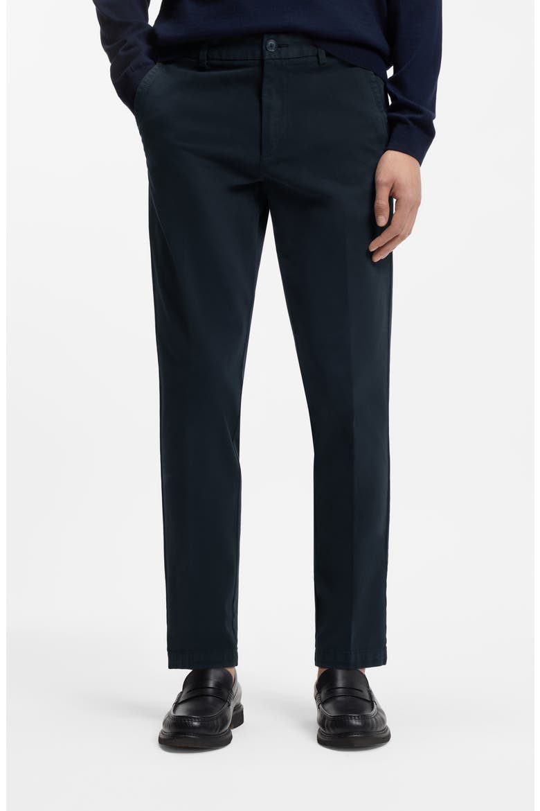 Kaiton Slim Fit Flat Front Stretch Cotton Chinos, Main, color, DARK BLUE