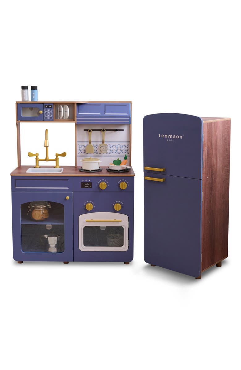 Teamson Kids Little Chef Normandie Play Kitchen & Accessories, Alternate, color, Blue