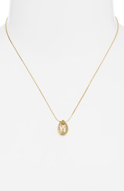 Nordstrom Demi Fine Cubic Zirconia Teardrop Pendant Necklace In 14k Gold Plated