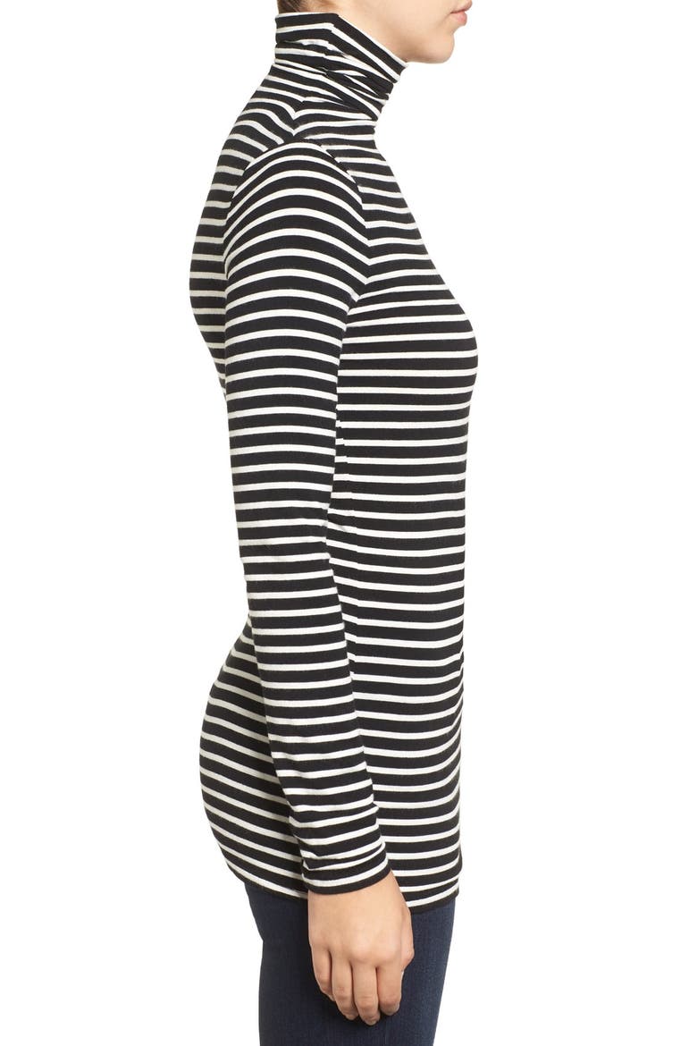 Long Sleeve Turtleneck, Alternate, color, BLACK- IVORY C ELAINA STP