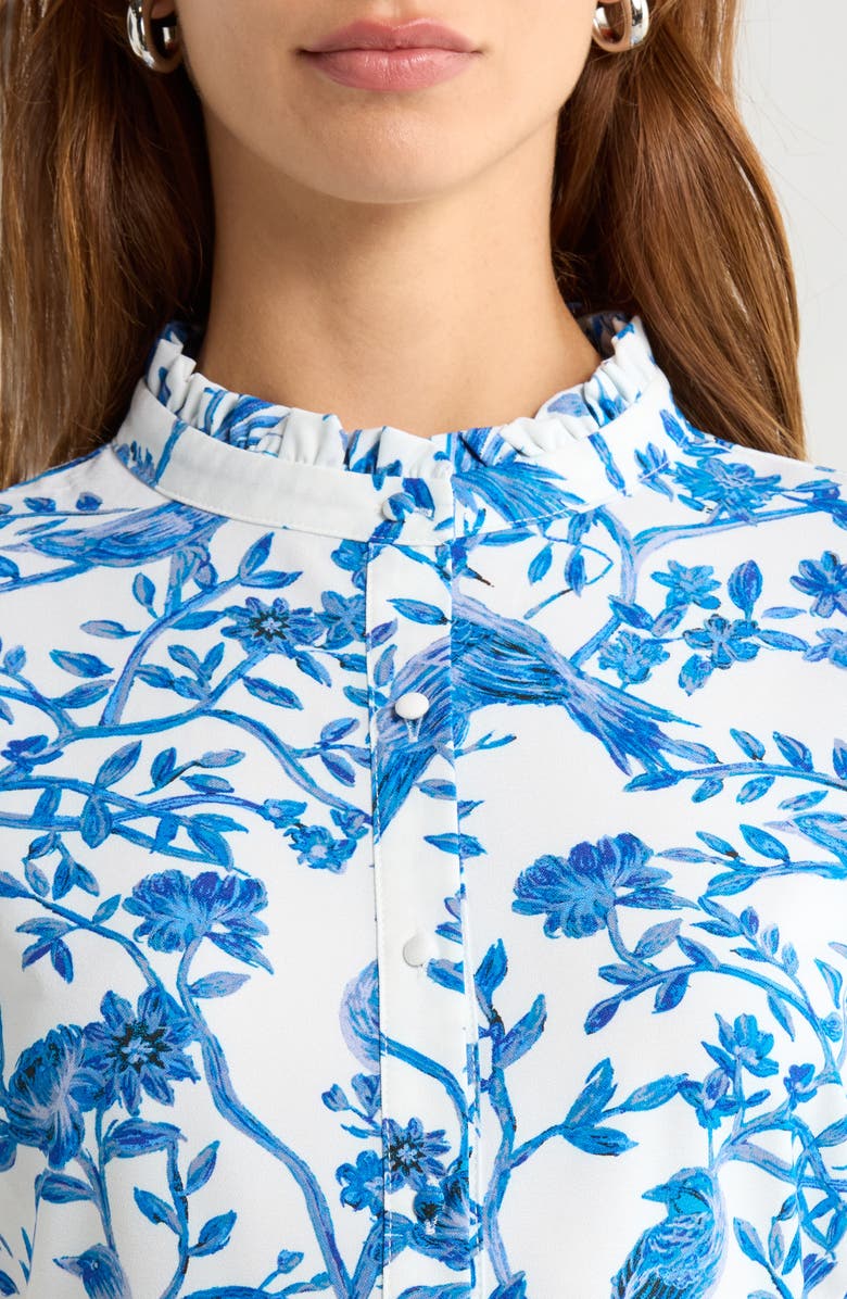 SUGARLIPS Ciela Floral Print Shirt, Alternate, color, Whte-Blues