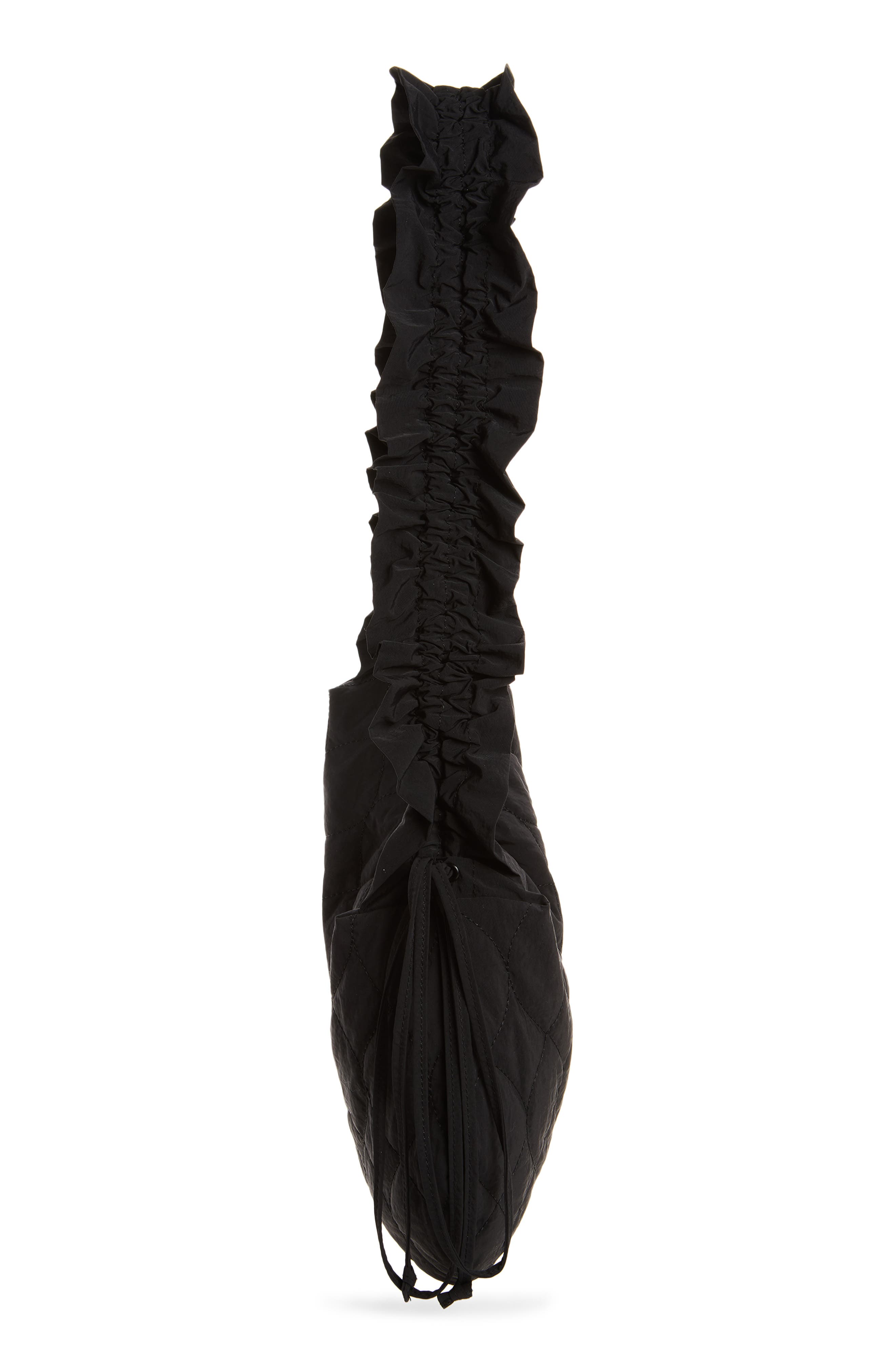 Embroidered Rose Ruched Kidney Bag, Alternate, color, BLACK