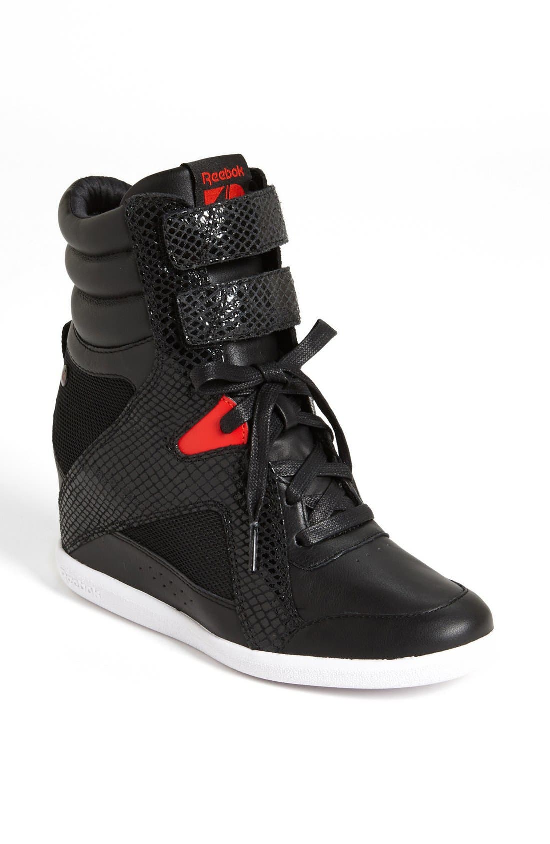 'Wedge A. Keys' Sneaker, Main, color, BLACK/ TECHY RED