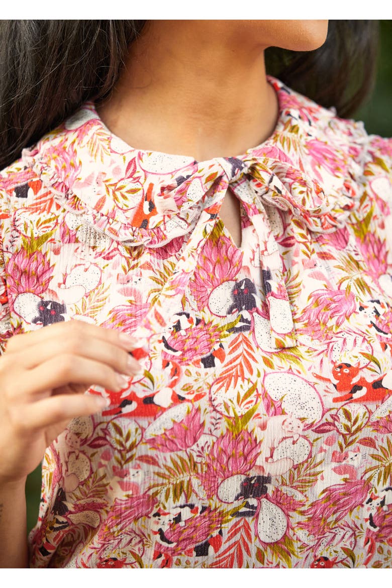 Curiosity Tied the Bow Blouse, Alternate, color, Purrfectly Prickly
