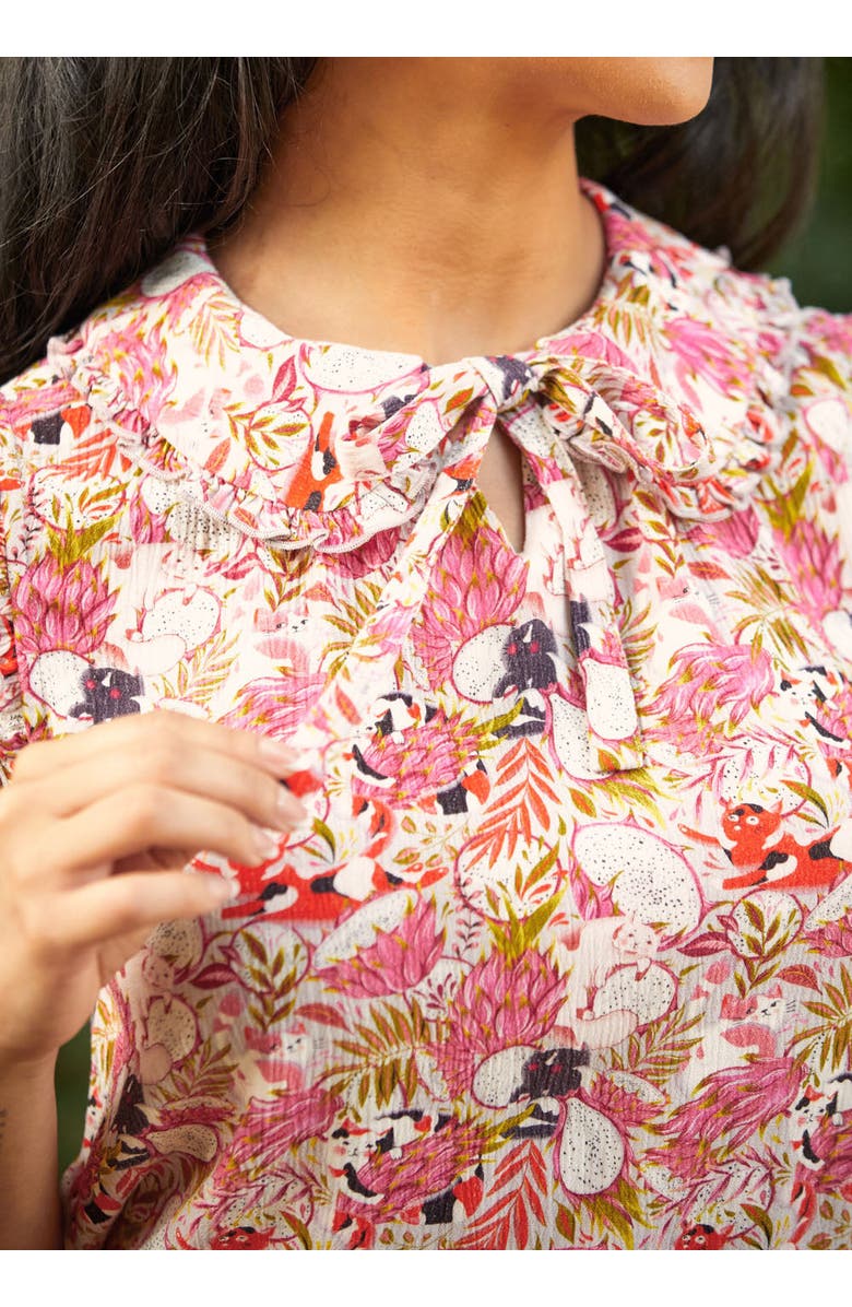 ModCloth Curiosity Tied the Bow Blouse, Alternate, color, Purrfectly Prickly
