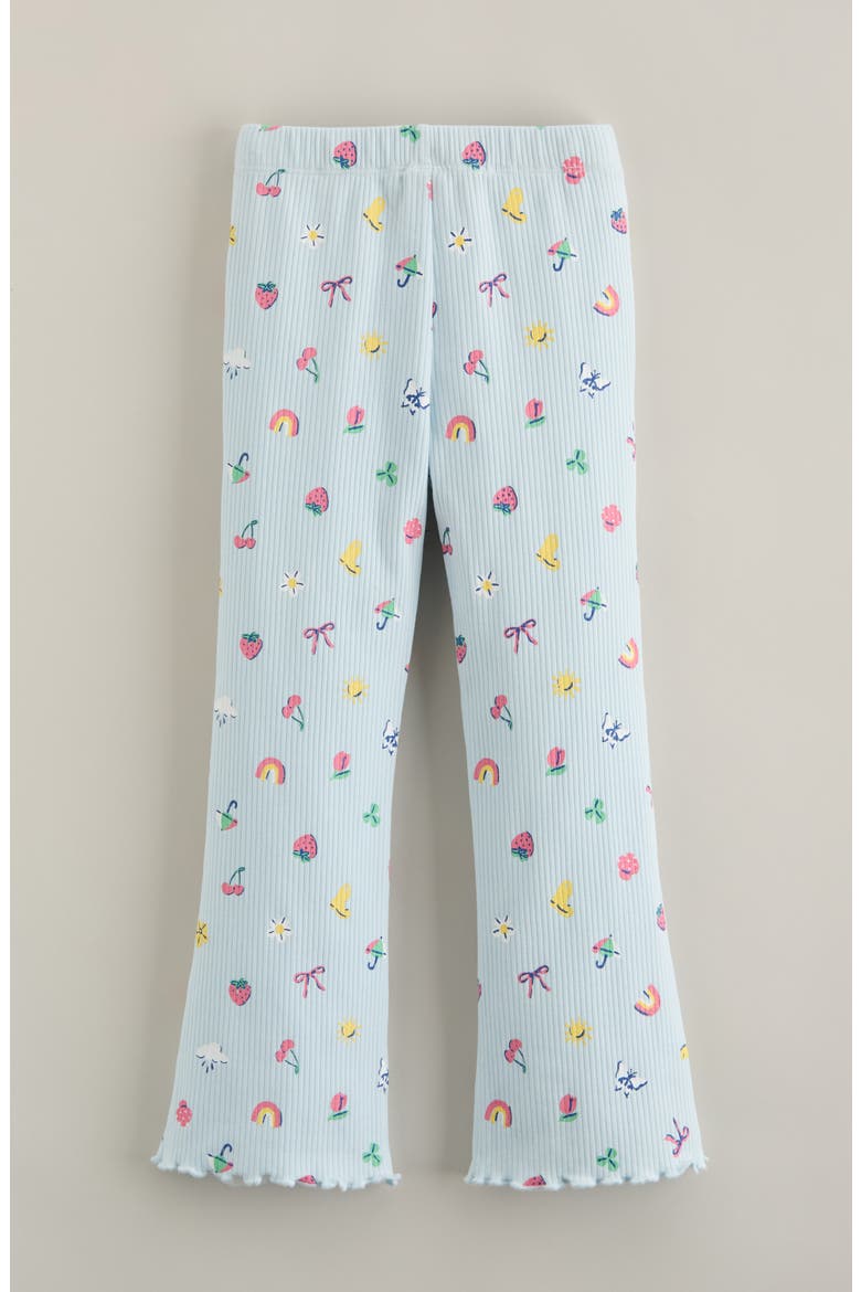 Kids' Rib Print Flare Leggings, Alternate, color, BLUE DELICATE RAINY DAY