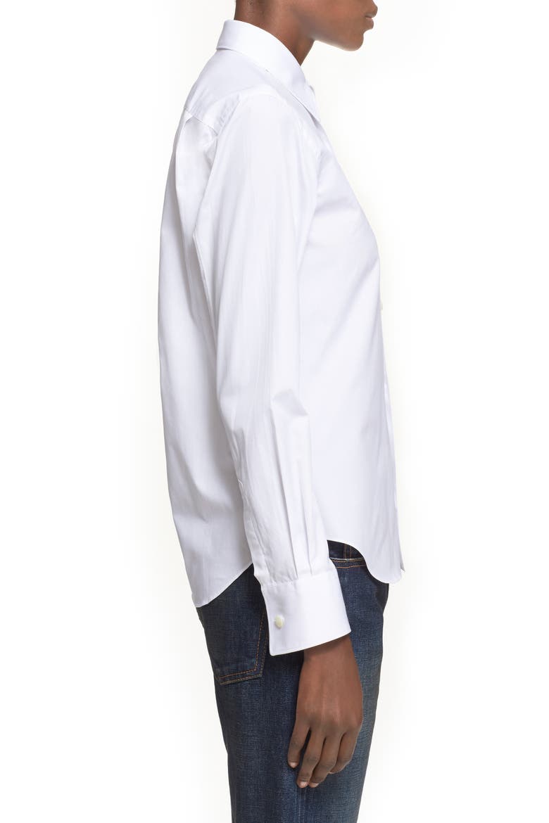 Comme des Garçons Heart Graphic Woven Cotton Shirt, Alternate, color, WHITE