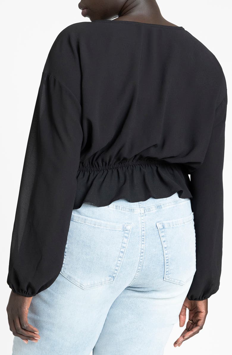 ELOQUII Peasant Crop Top, Alternate, color, 