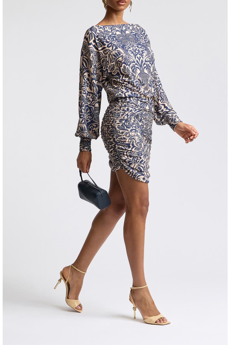 Batik Print Drop Waist Blouson Minidress, Alternate, color, LOTUS BATIK