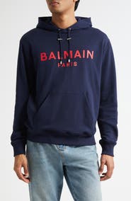 Balmain Logo Organic Cotton Graphic Hoodie