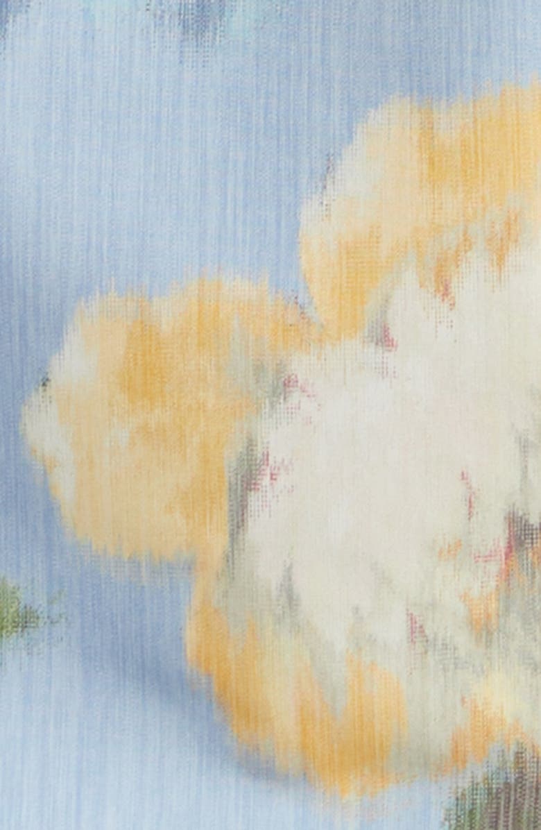 Carolina Herrera Ana Chiné Floral Print Button-Up Shirt, Alternate, color, Cloudy Blue Multi