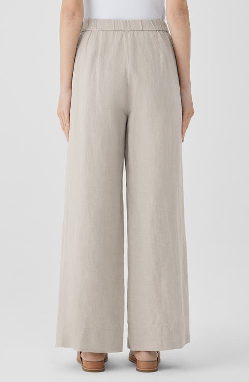 Eileen Fisher Pleated High Waist Organic Linen Wide Leg Pants In Undyed Natural