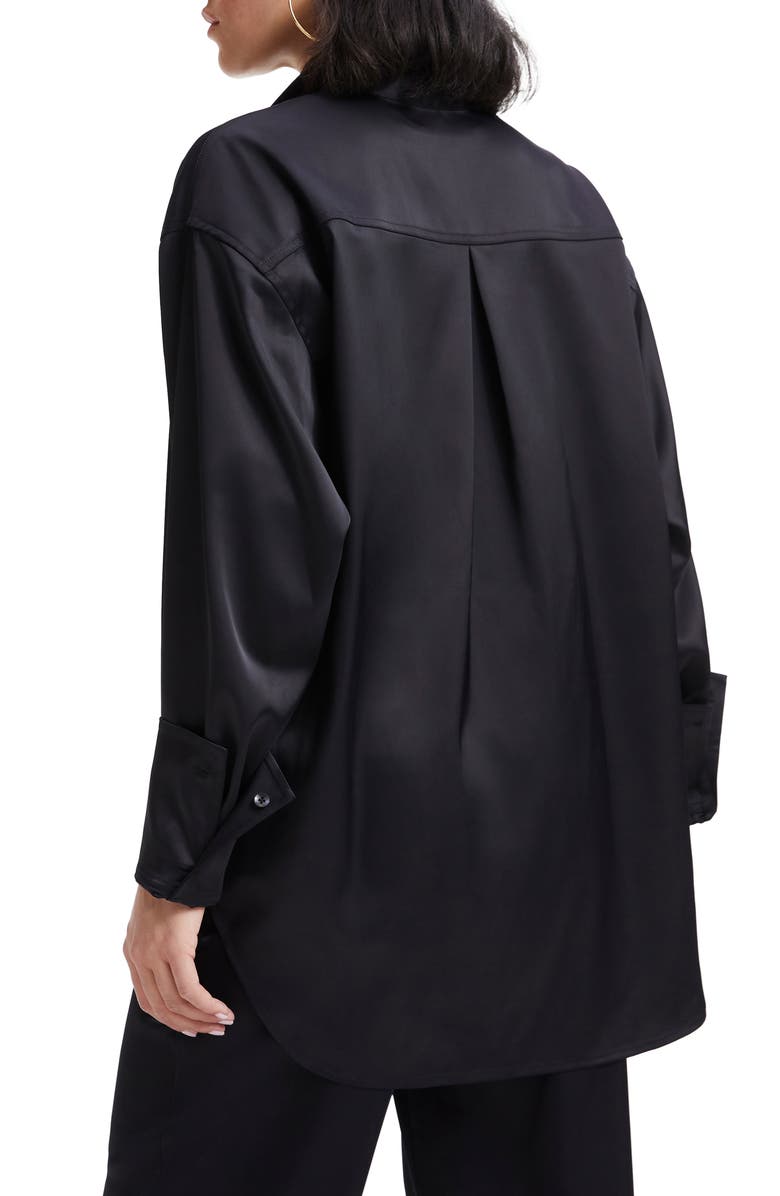 Good American Stretch Satin Button-Up Shirt, Alternate, color,