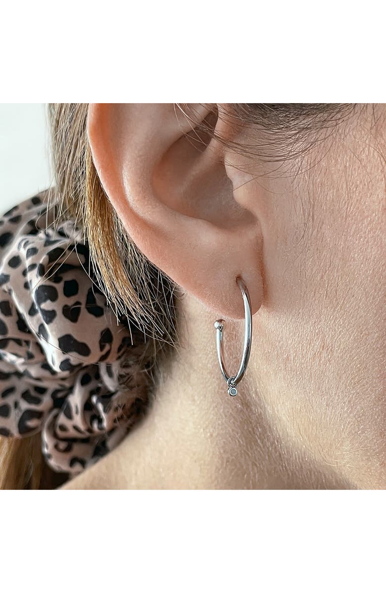 Adornia White Rhodium Plated Sterling Silver Diamond Hoop Earrings - 0.02 ctw, Alternate, color,