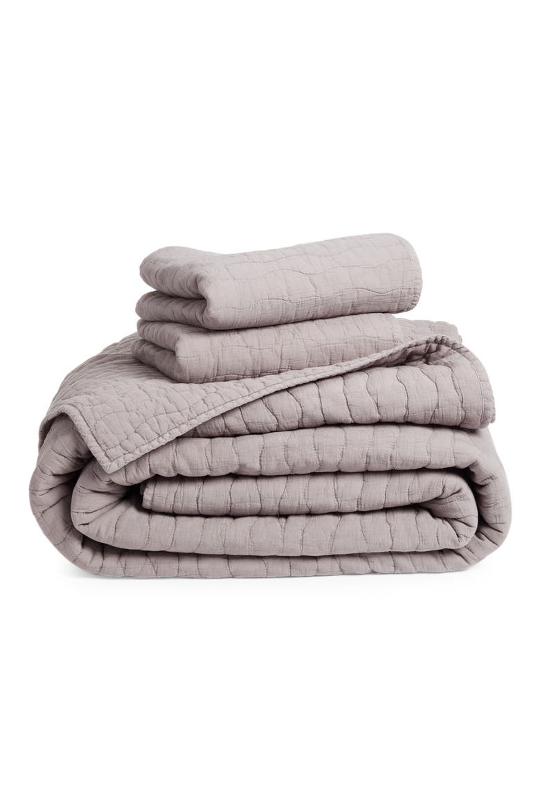 Soft Wash Wave Quilt & Sham Set, Main, color, GREY NICKEL
