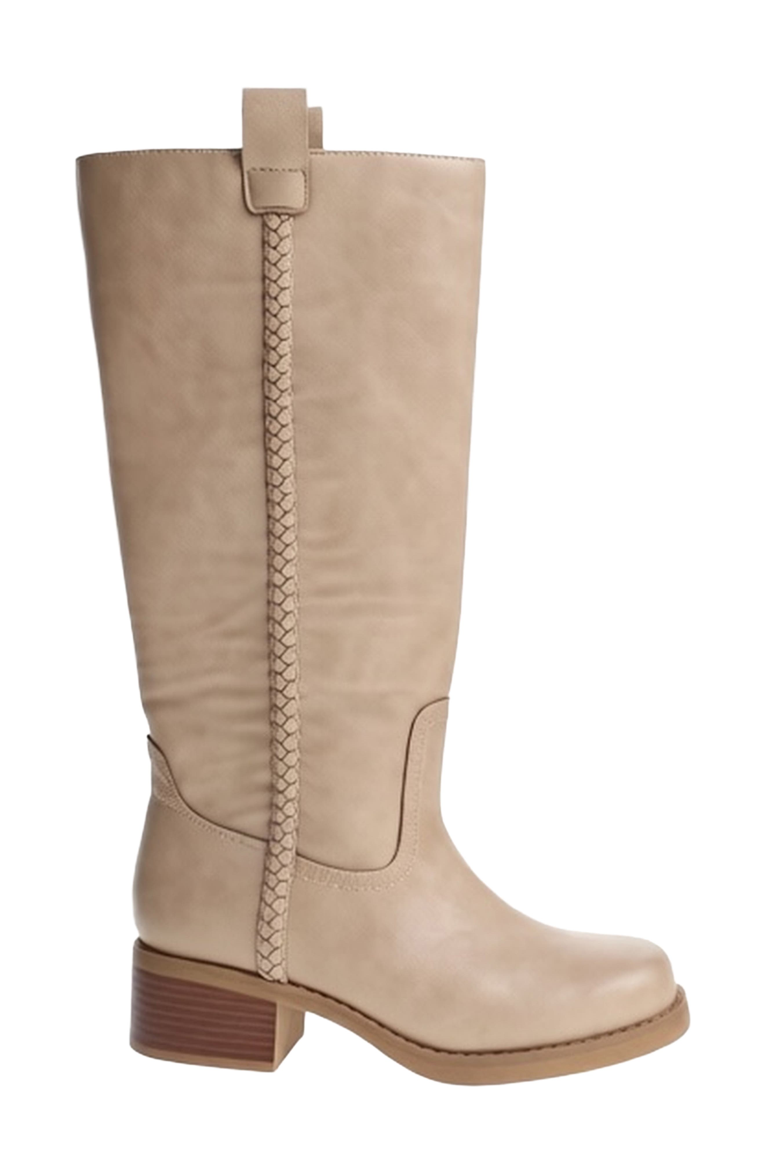 Underhill Knee High Faux Leather Boot, Alternate, color, SEMOLINA