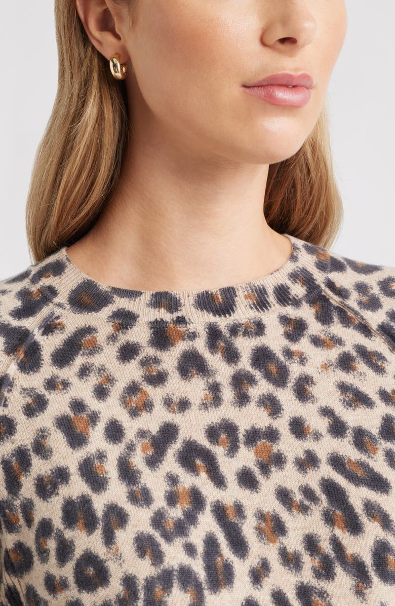 Caslon<sup>®</sup> Raglan Sleeve Wool & Cashmere Sweater, Alternate, color, Tan- Black Bea Leopard