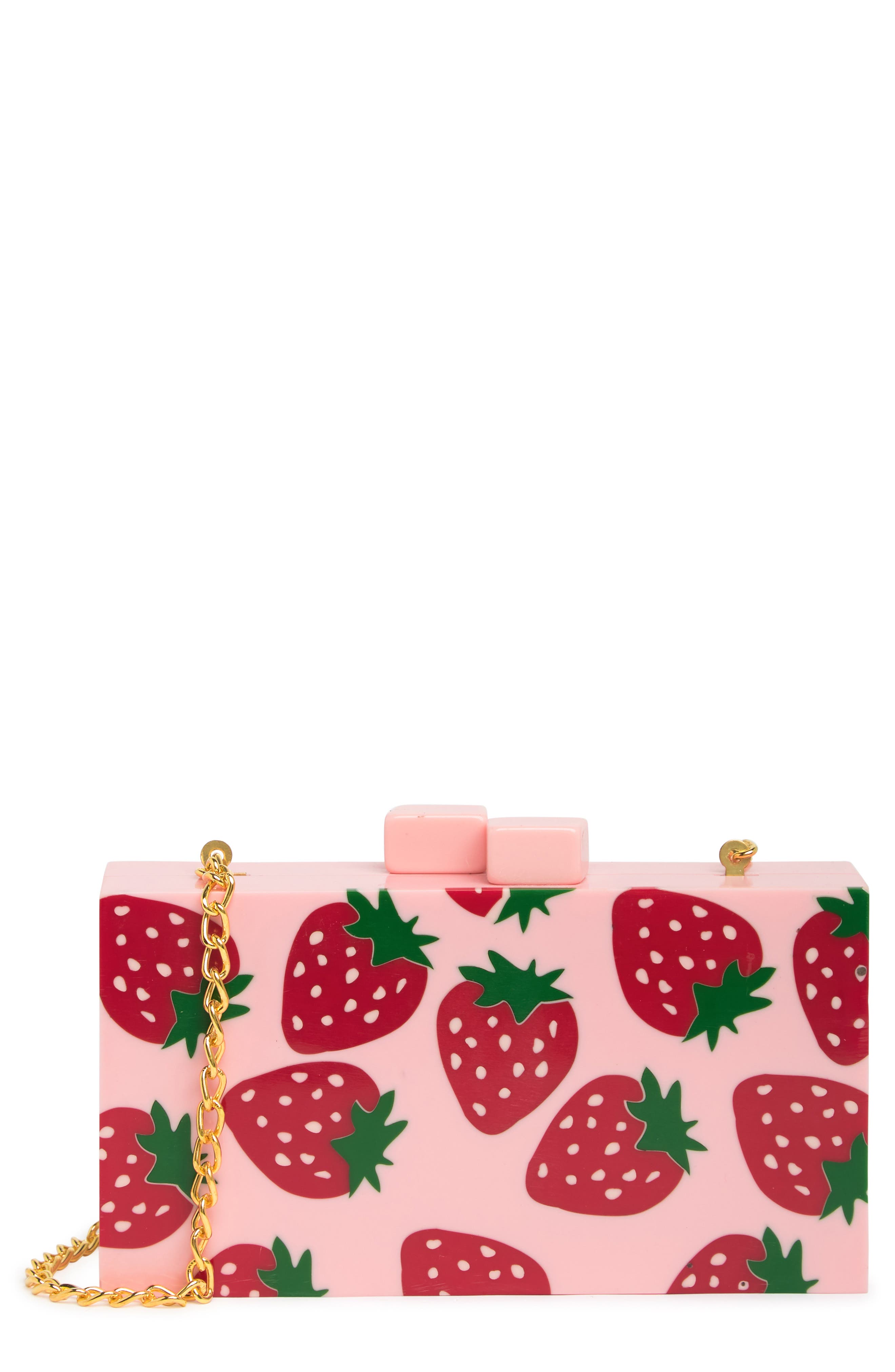 Lulu Strawberries Clutch, Main, color, 