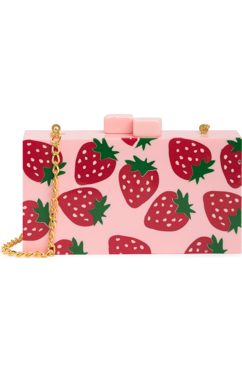 Lulu Strawberries Clutch, Main, color,