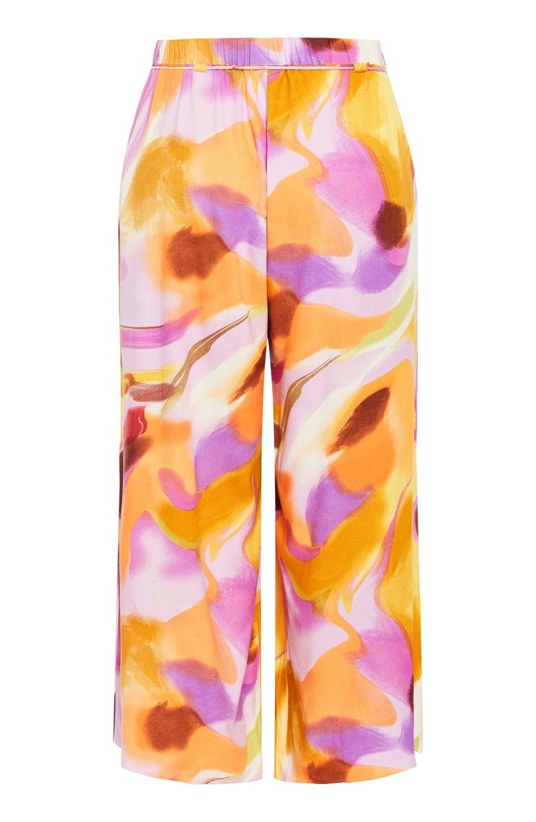 City Chic Esme Print Wide Leg Pants, Alternate, color, Summer Swirl