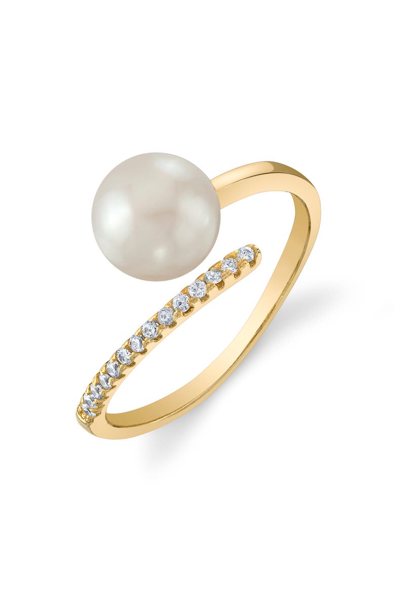 Freshwater Pearl & Diamond Valentina Ring, Main, color, Yellow Gold