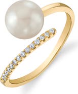 The Pearl Source Freshwater Pearl & Diamond Valentina Ring