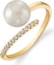 The Pearl Source Freshwater Pearl & Diamond Valentina Ring