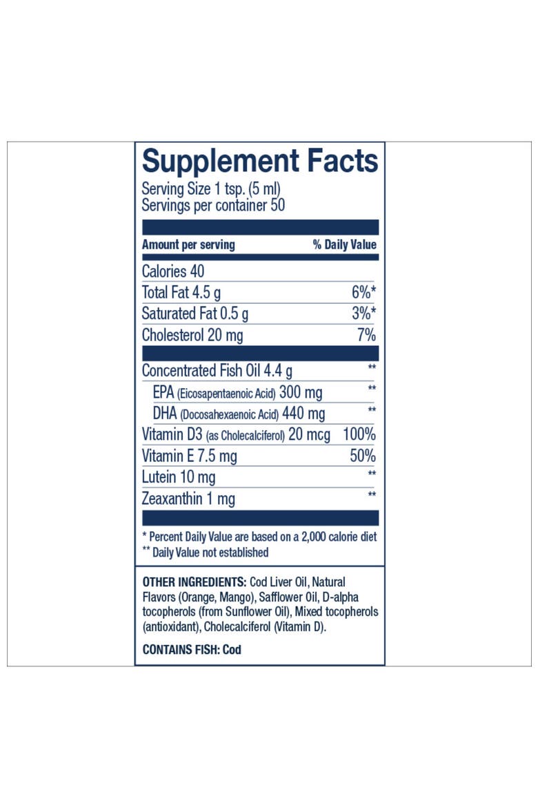 Orange Flavored Cod Liver Oil Omega-3 Supplement(50 servings), Alternate, color, None