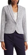 Amanda & Chelsea Classic One-Button Tweed Blazer