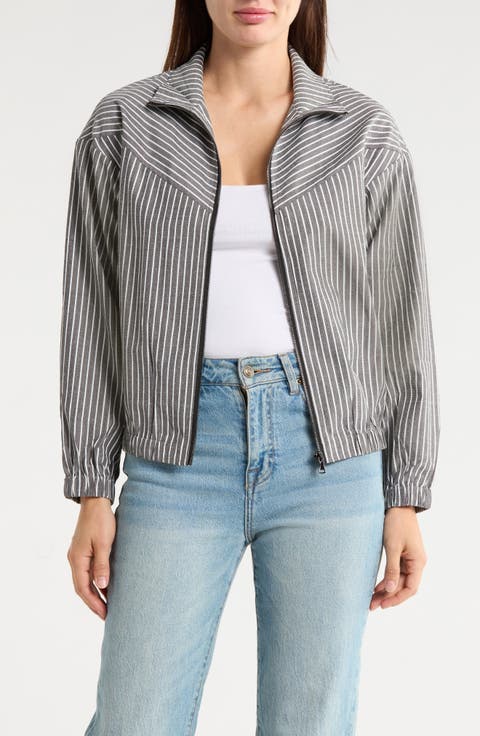 Pinstripe Bomber Jacket
