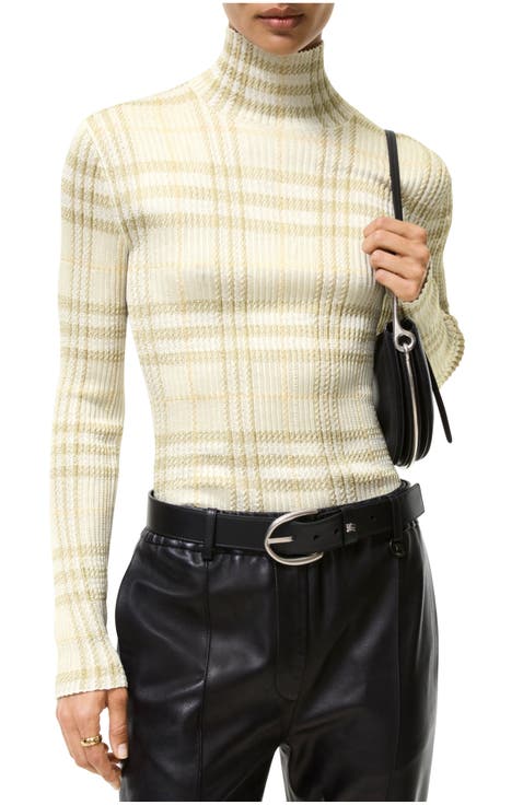 Check Viscose Turtleneck Sweater