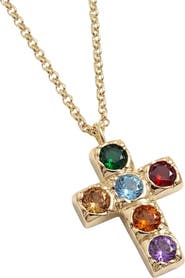 The M Jewelers Multicolor Bezel Cross Pendant Necklace
