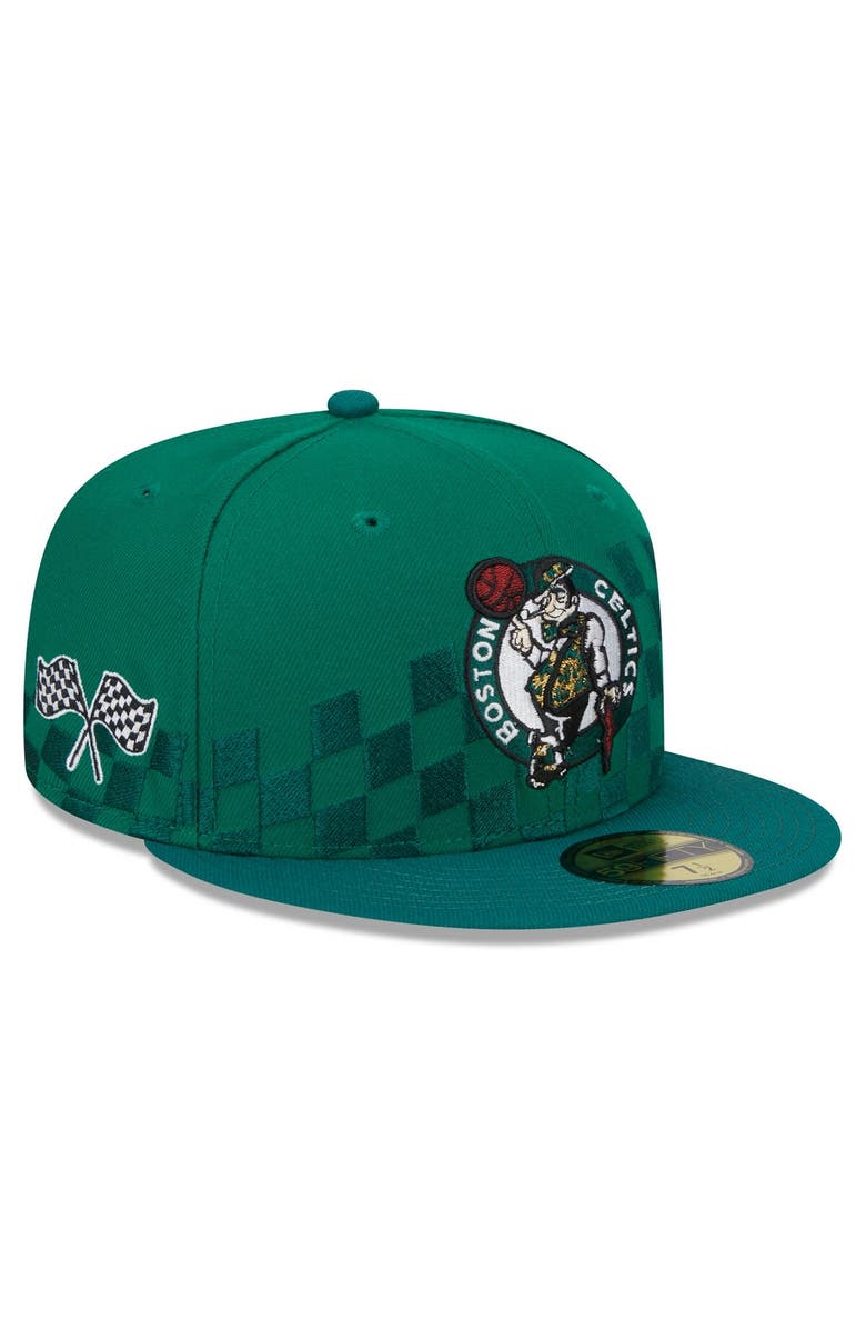 New Era Men's New Era Kelly Green Boston Celtics Rally Drive Checkerboard 59FIFTY Crown Fitted Hat, Main, color, Kelly Green
