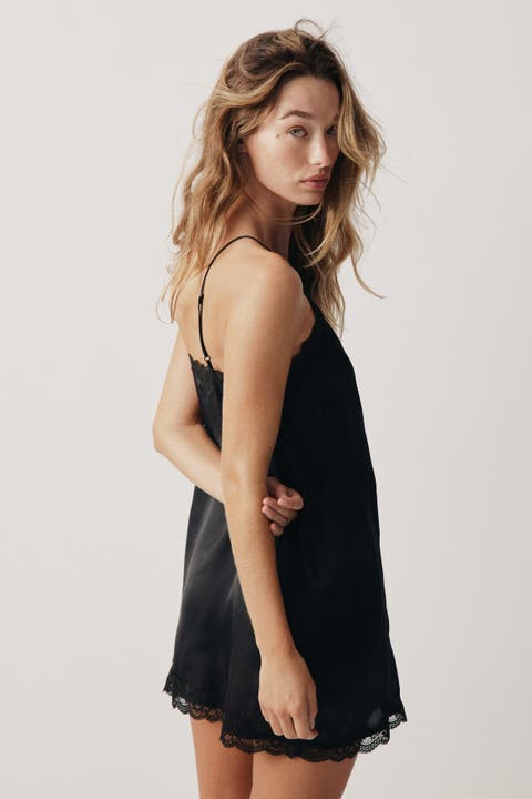 Lace-trimmed Satin Nightslip
