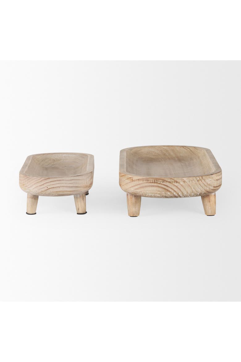 Carver Set of 2 Wood Footed Trays, Alternate, color, White