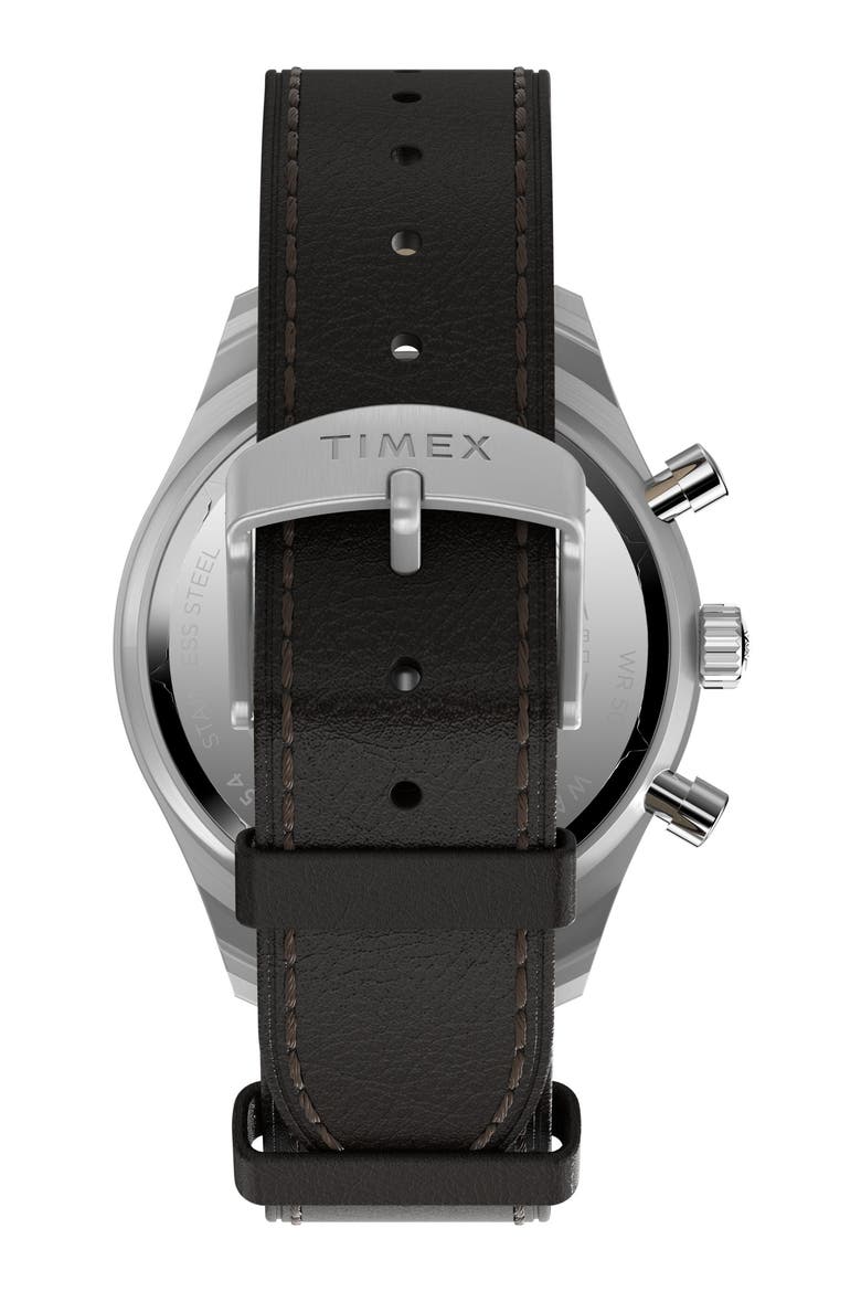 Waterbury Metropolitan Chronograph Leather Strap Watch, 41mm, Alternate, color, BROWN