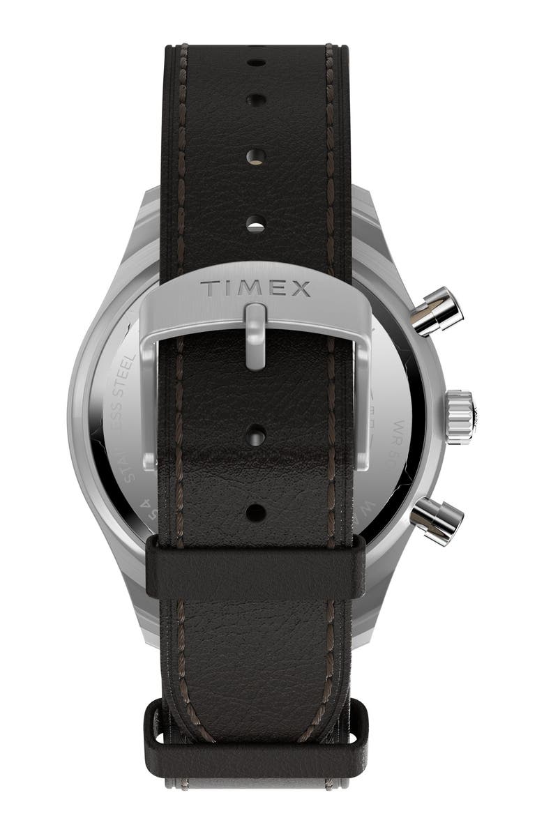 Timex<sup>®</sup> Waterbury Metropolitan Chronograph Leather Strap Watch, 41mm, Alternate, color, Brown