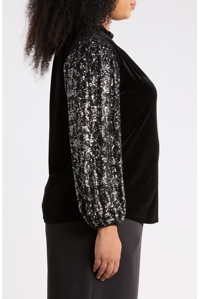Michelle Velvet Top, Alternate, color, BLACK-SILVER
