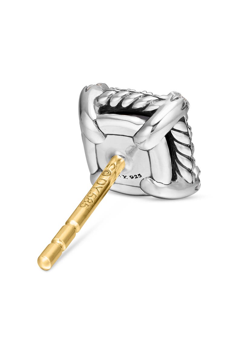 Petite Chatelaine® Pavé Bezel Stud Earrings with Semiprecious Stone and Diamonds, Alternate, color, SILVER PAVE/ BLACK ONYX
