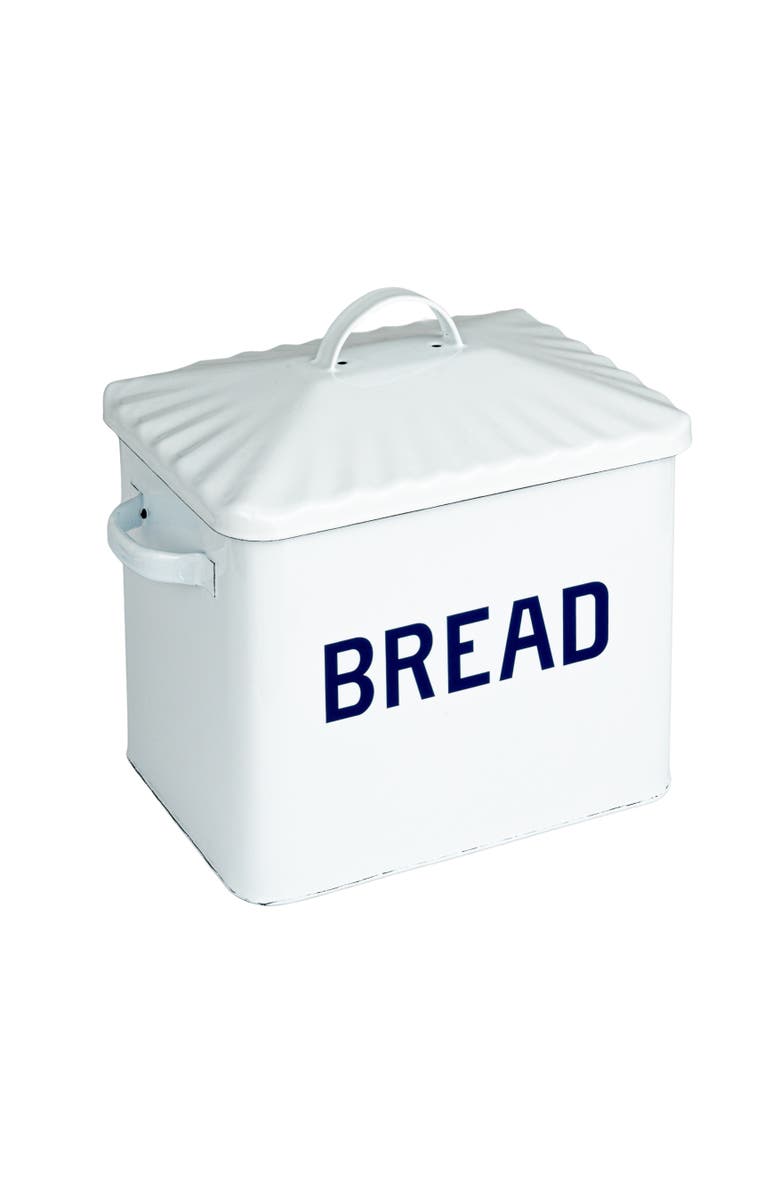 Storied Home Chic Farmhouse Enameled Bread Box, Main, color, White