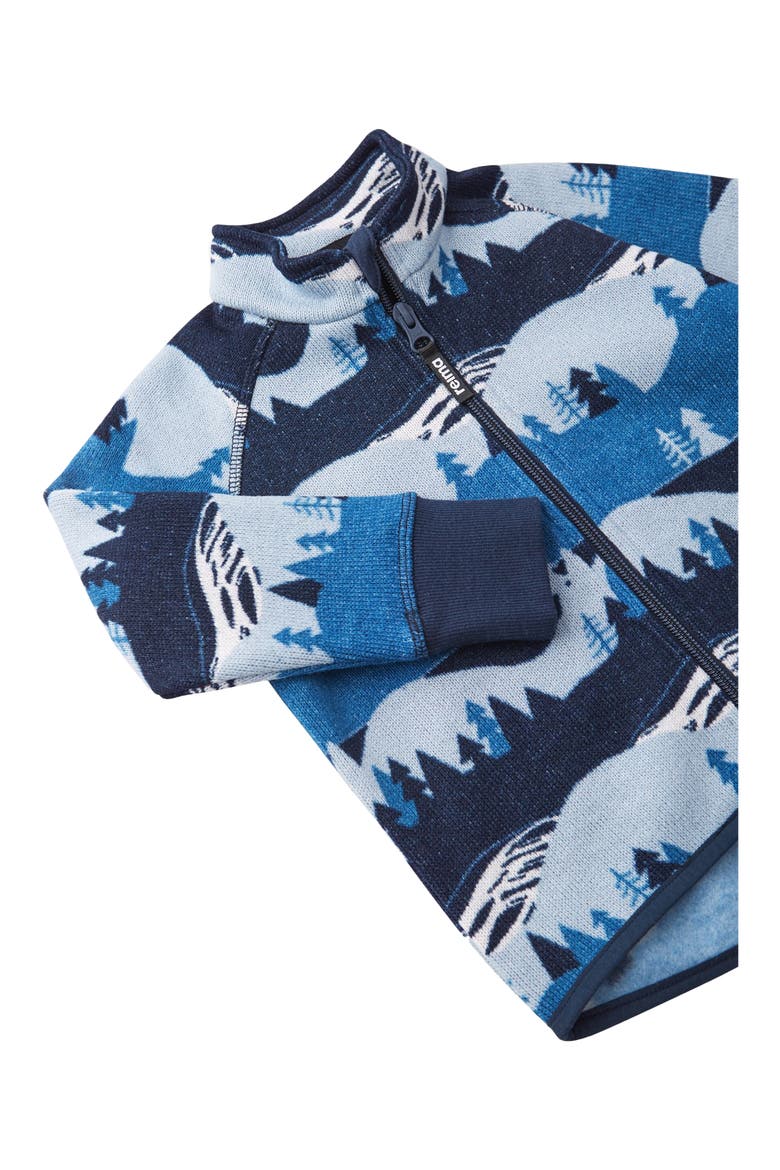 Kids' Alpine Print Sweater Fleece Zip-Up Jacket, Alternate, color, SOFT NAVY