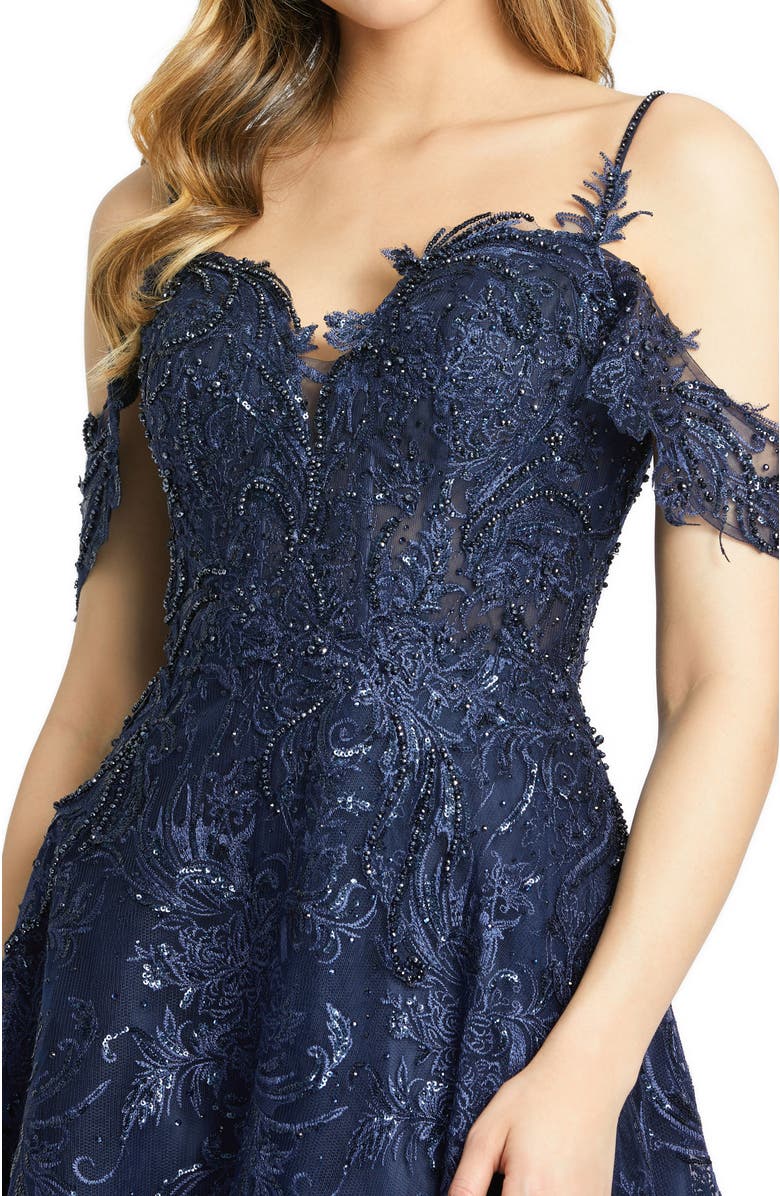 Mac Duggal Embellished Cold Shoulder Sweetheart A Line Gown, Alternate, color,