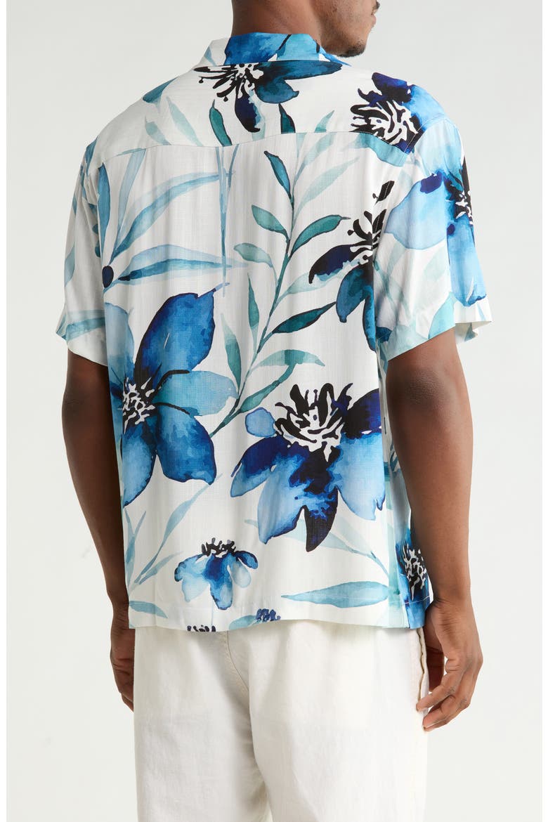 Relaxed Fit Floral Print Camp Shirt, Alternate, color, WHITE