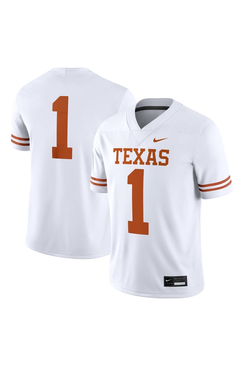 Men's Nike #1 White Texas Longhorns Game Jersey, Main, color, White
